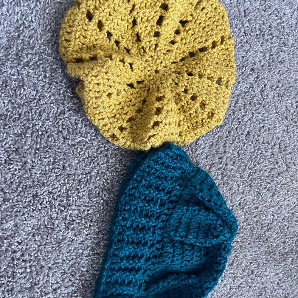 Crochet Hats- Yellow and Teal